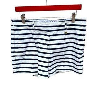 Nautica Womens Striped Shorts Size 6 Blue & White Anchor Print Lining Cotton